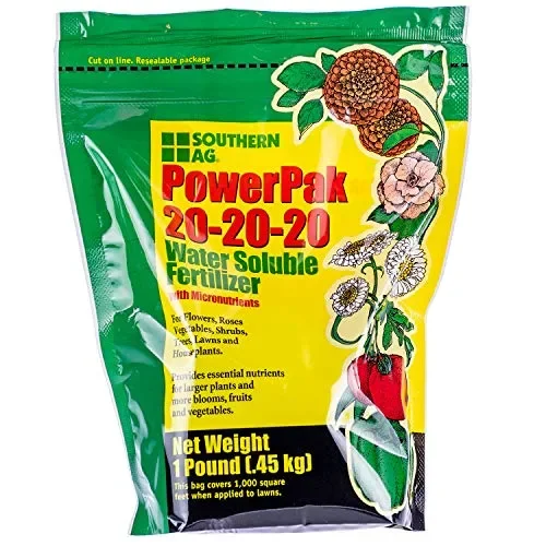 Southern Ag PowerPak 20-20-20 fertilizzante solubile in acqua w / micronutrienti, 1lb borsa